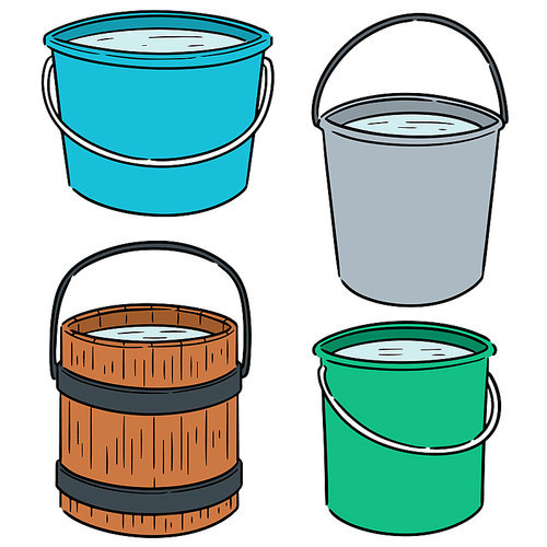 vector set of water buckets