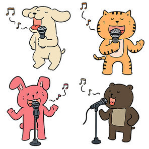 vector set of animal singing