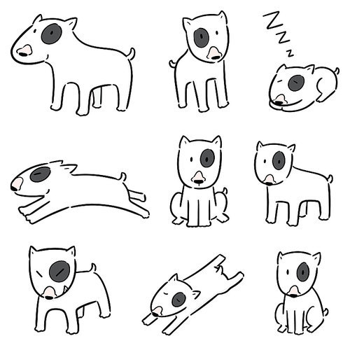 vector set of dog, bull terrier