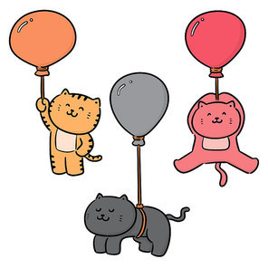 vector set of cat with balloon
