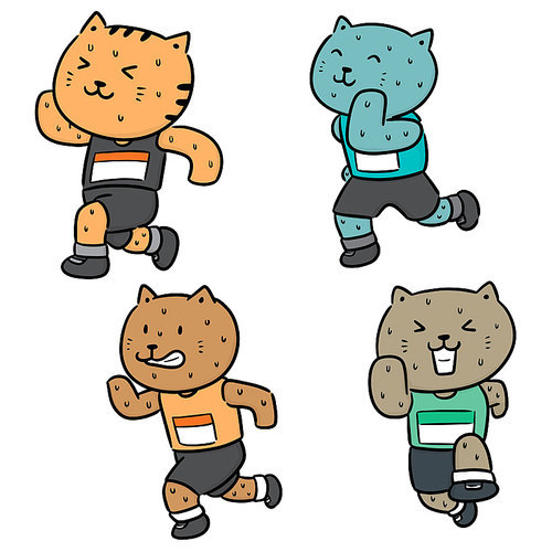 vector set of cat running