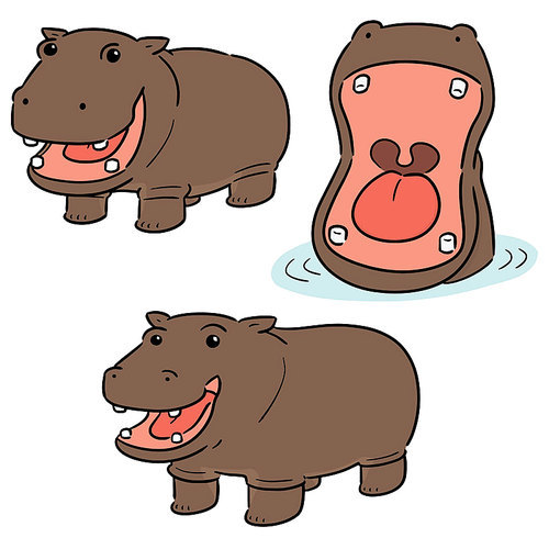 vector set of hippopotamus