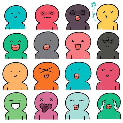 vector set of cartoon face