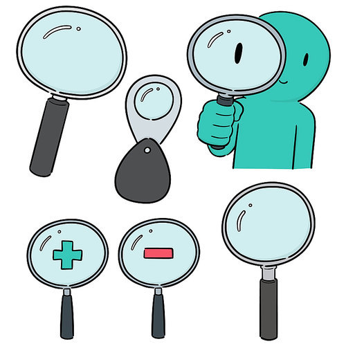 vector set of magnifying glass
