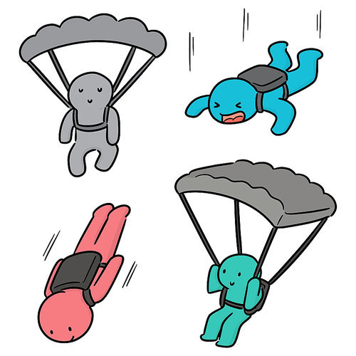 vector set of parachuter