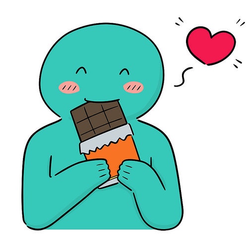 vector of man eating chocolate