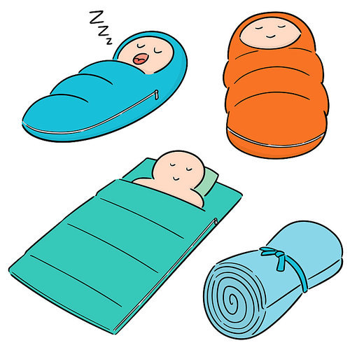 vector set of sleeping bag