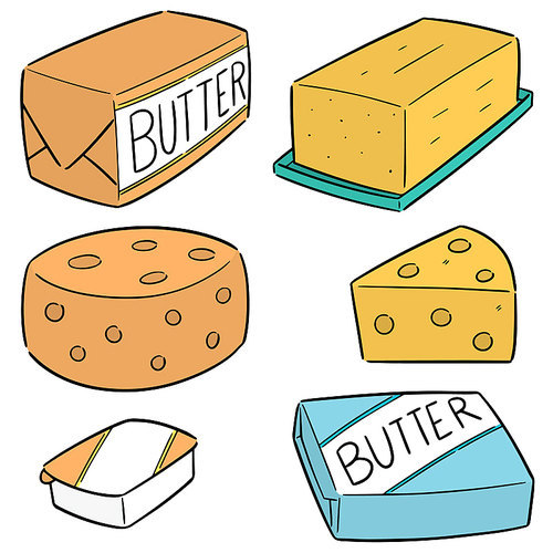 vector set of butter and cheese