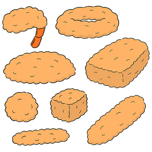 vector set of fried food