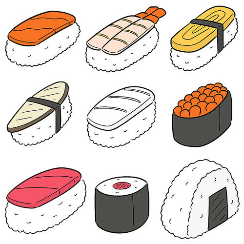 vector set of sushi ( with raw fish)
