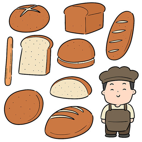 vector set of baker and bakery
