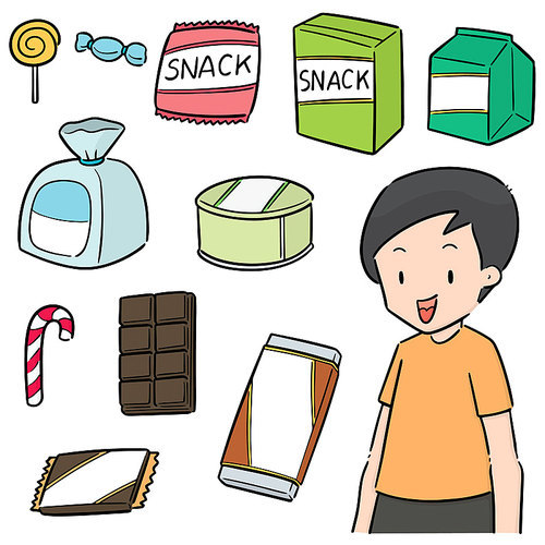 vector set of snack and kid