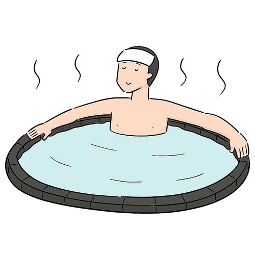 vector set of people bathing in hot water pool