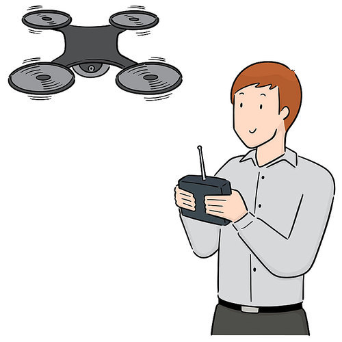 vector set of man using drone