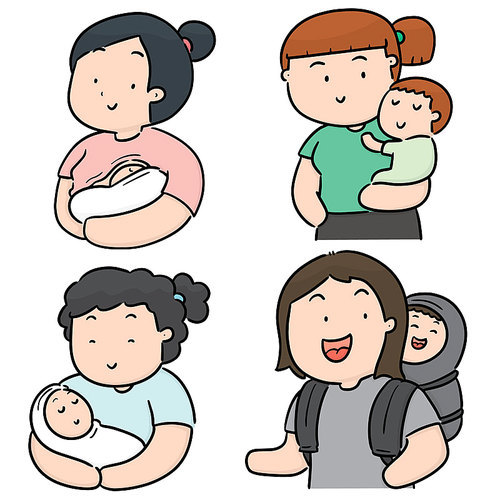 vector set of mother and children