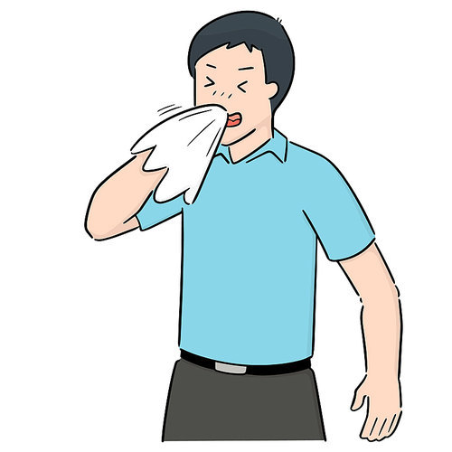 vector of man sneezing