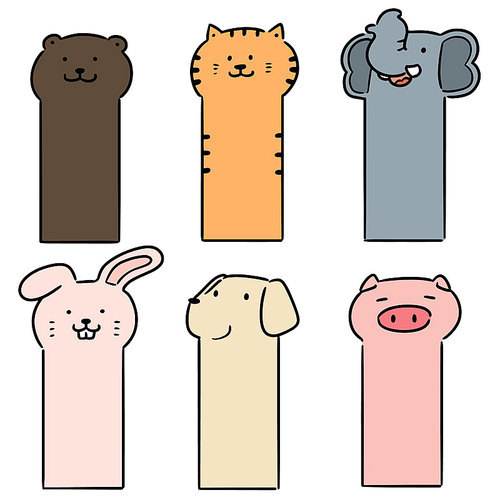 vector set of animal bookmark