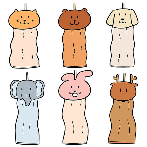 vector set of animal hand towel