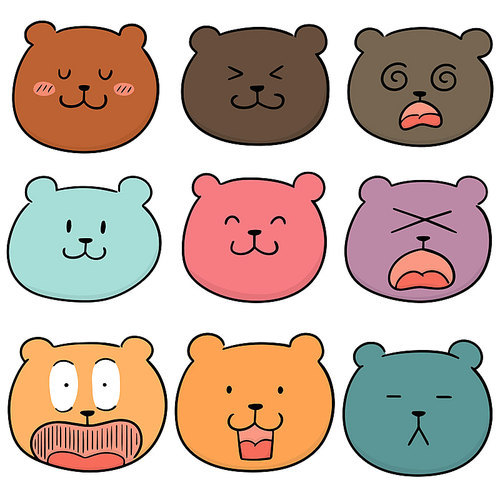 vector set of bear face