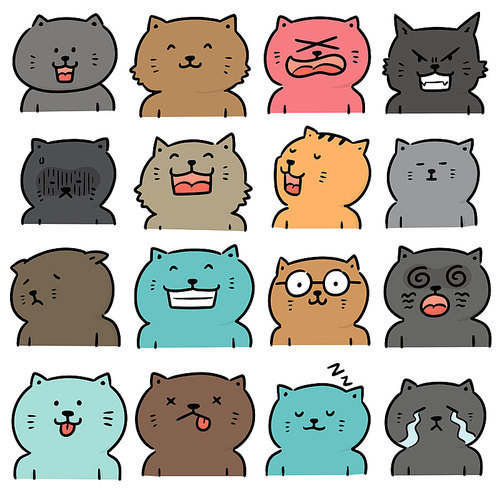 vector set of cats