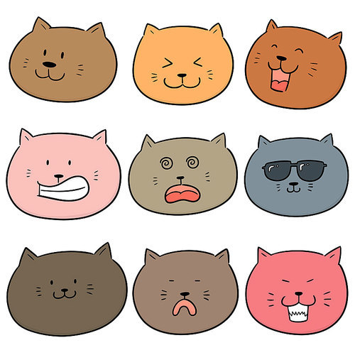vector set of cat face