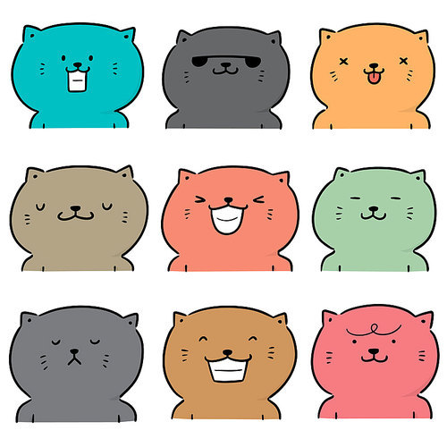 vector set of cats