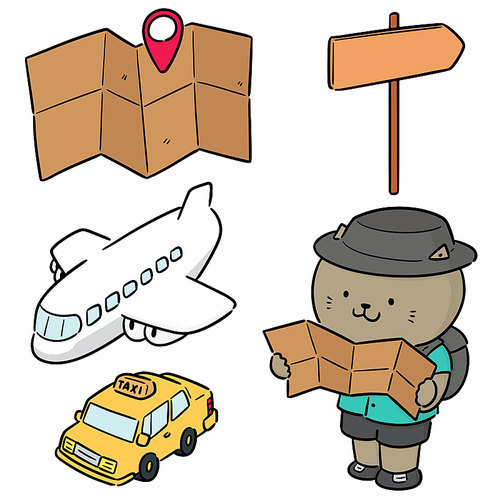 vector set of cat traveler