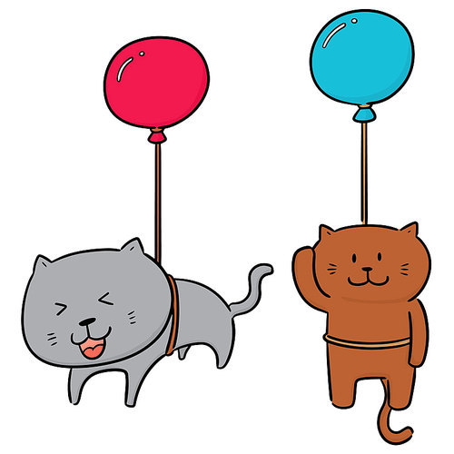 vector set of cat with balloon