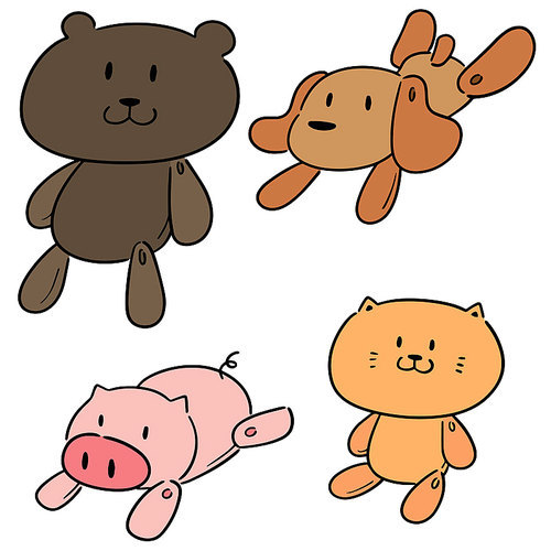 vector set of stuffed animals