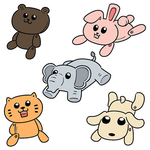 vector set of stuffed animals