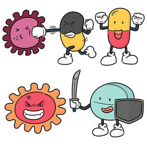 vector set of bacteria and antibiotics