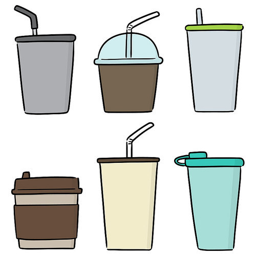 vector set of beverage cup