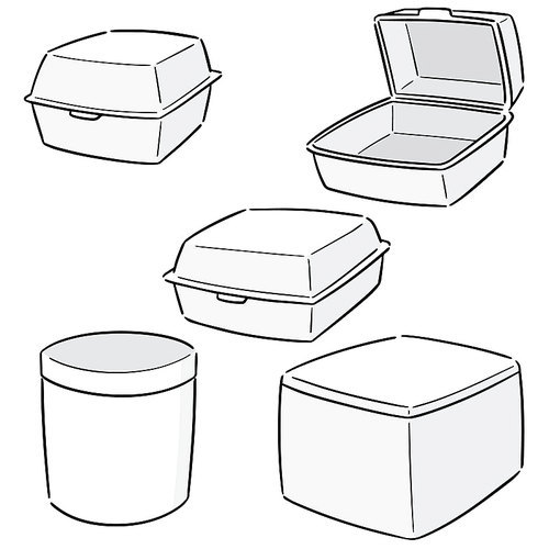 vector set of foam container