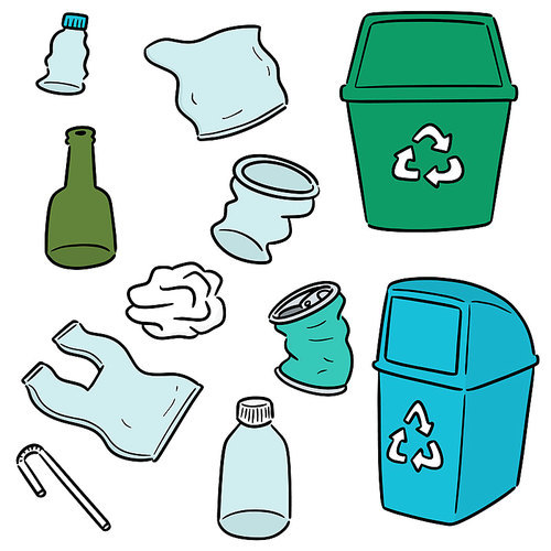 vector set of recycle garbage and recycle item