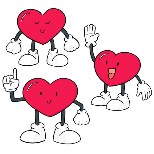 vector set of heart cartoon