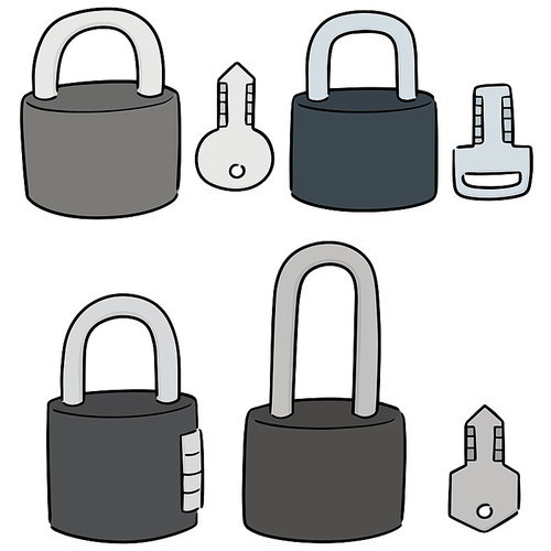 vector set of lock and key