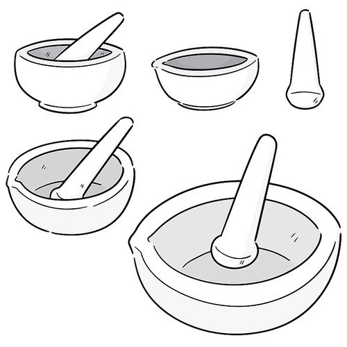 vector set of mortar and pestle