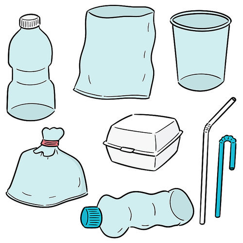 vector set of plastic object and foam box