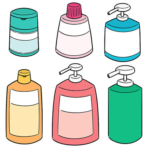 vector set of shampoo and liquid soap bottle