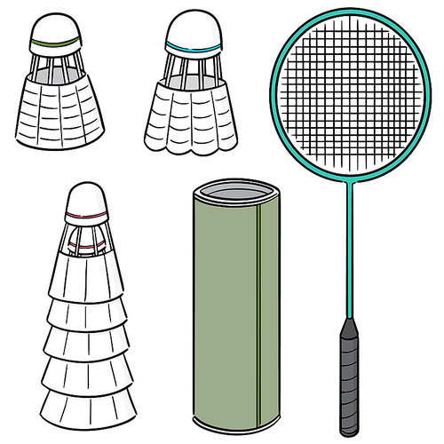 vector set of badminton equipment