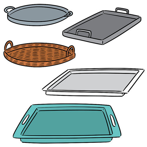 vector set of tray