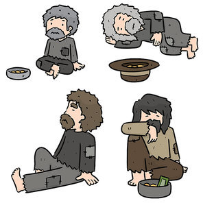 vector set of beggar