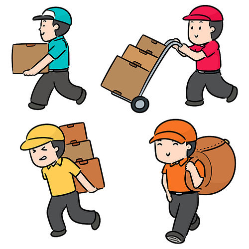 vector set of delivery man