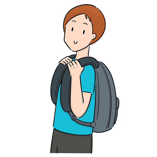vector of man carrying backpack