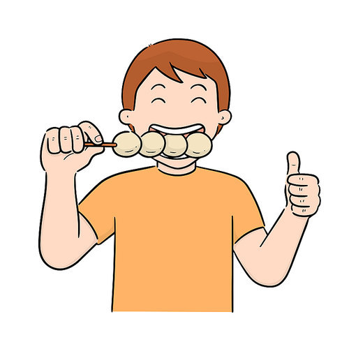 vector of man eating meatball