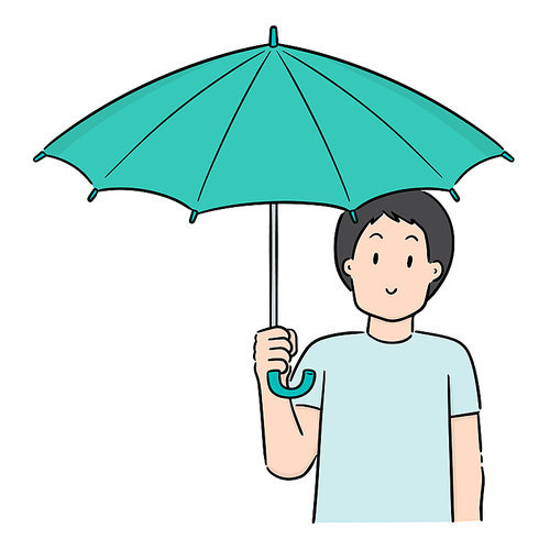 vector of man using umbrella