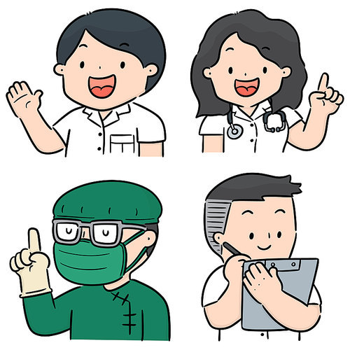vector set of medical staff