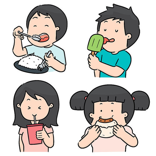 vector set of people eating