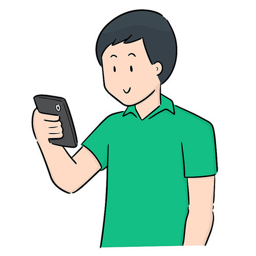 vector of man using smartphone