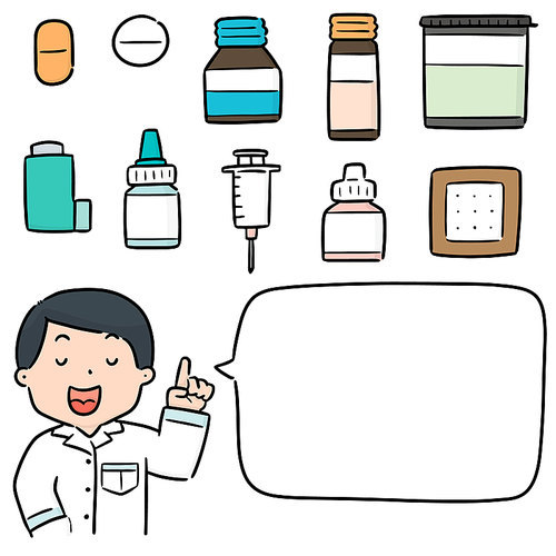 vector set of pharmacist and medicine